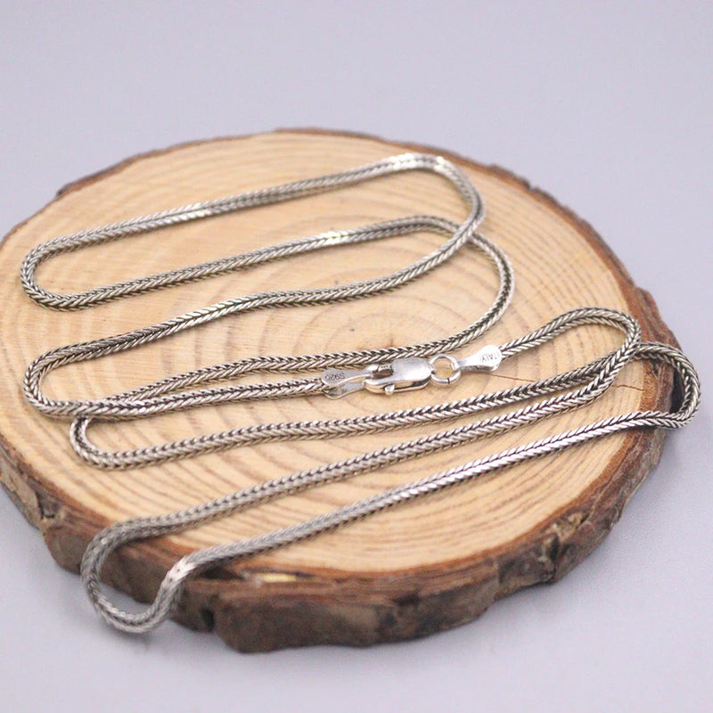 Real Silver 925 Necklace Square Wheat Chain 1.8mmW 55cmL