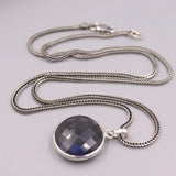 Real Silver 925 Pendant Dark Crystal For Women Wheat Chain Gift