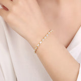 925 Silver Rectangle Tennis Bracelet Women Wedding Zircon Fine Jewelry