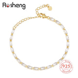 925 Silver Rectangle Tennis Bracelet Women Wedding Zircon Fine Jewelry