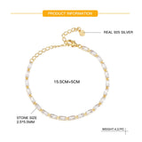 925 Silver Rectangle Tennis Bracelet Women Wedding Zircon Fine Jewelry