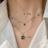 925 Silver Necklace Square/Water Drop Chain Double-layer Band Jewelry