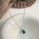 925 Silver Necklace Square/Water Drop Chain Double-layer Band Jewelry