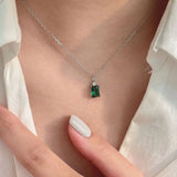 925 Silver Necklace Square/Water Drop Chain Double-layer Band Jewelry