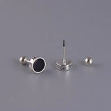 S925 Sterling Silver Round Stud Earrings Unisex Jewelry Gift