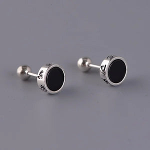 S925 Sterling Silver Round Stud Earrings Unisex Jewelry Gift