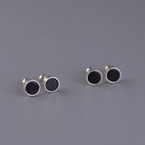 S925 Sterling Silver Round Stud Earrings Unisex Jewelry Gift