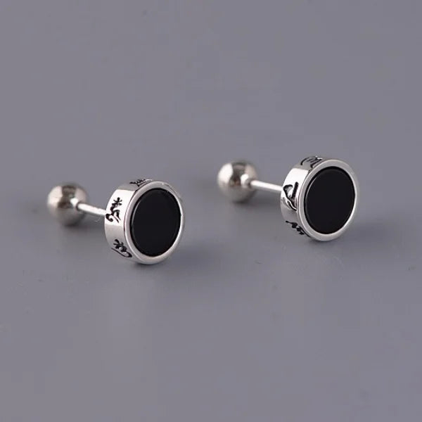 S925 Sterling Silver Round Stud Earrings Unisex Jewelry Gift