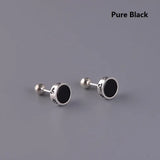 S925 Sterling Silver Round Stud Earrings Unisex Jewelry Gift