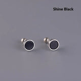 S925 Sterling Silver Round Stud Earrings Unisex Jewelry Gift