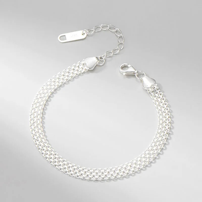 Real Silver Bracelet for Women 925 Sterling Silver Wedding Bride Jewelry