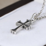 Vintage Small Cross Pendant S925 Sterling Silver Retro Cross Chain Pendants