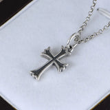 Vintage Small Cross Pendant S925 Sterling Silver Retro Cross Chain Pendants