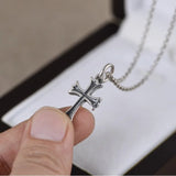 Vintage Small Cross Pendant S925 Sterling Silver Retro Cross Chain Pendants