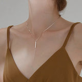 Silver Geometric Tassel Choker Necklace For Women Minimalist Fine Jewelry