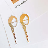 Silver Plated Woman Face Pendant Earring Charms