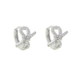 Silver Mini Hoop Earring with Cz Ribbon Shape Round Earring