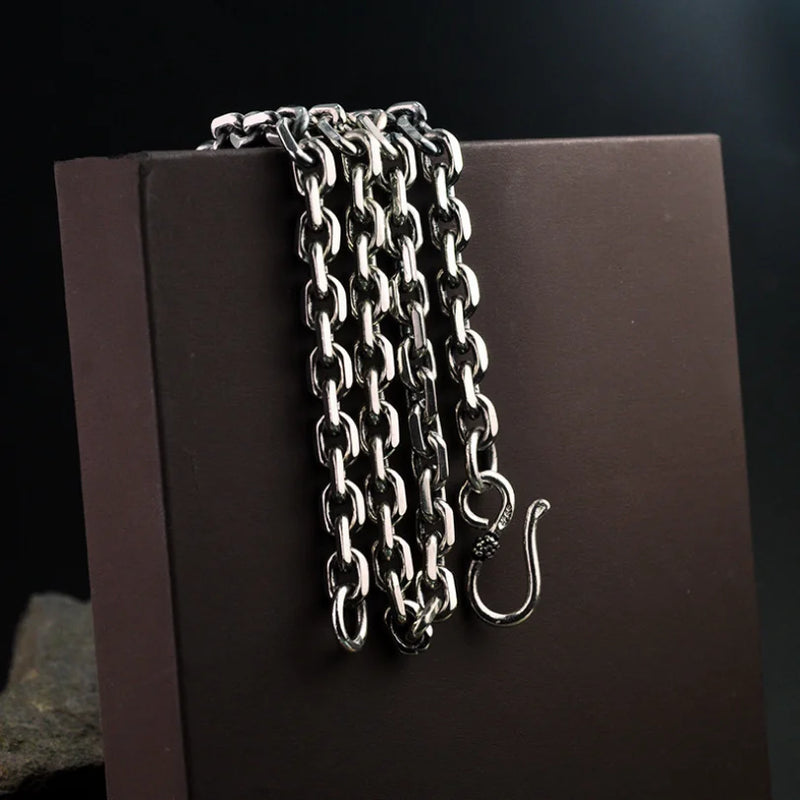 S925 Pure Silver Classic Round Chain Necklace For Men Women