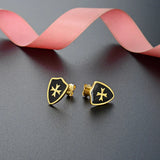 925 Silver Cross Ear Studs Vintage Enamel Earrings