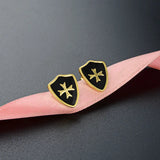 925 Silver Cross Ear Studs Vintage Enamel Earrings