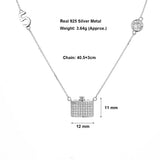 925 Silver Pendant Choker Bling CZ Lock Fine Jewelry