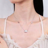 925 Silver Pendant Choker Bling CZ Lock Fine Jewelry