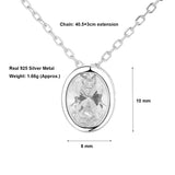 925 Silver Pendant Necklace Oval CZ Choker