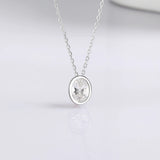925 Silver Pendant Necklace Oval CZ Choker