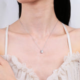 925 Silver Pendant Necklace Oval CZ Choker