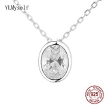925 Silver Pendant Necklace Oval CZ Choker