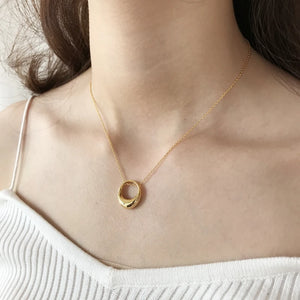 Silver Circle Necklace 925 Chain Geometric Round Jewelry