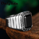 Men's Stainless Steel Ring with Square Gel Stone