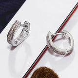 Real Silver Small Hoop Earring Pave Zircon Circle Fine Jewelry