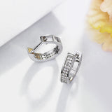 Real Silver Small Hoop Earring Pave Zircon Circle Fine Jewelry
