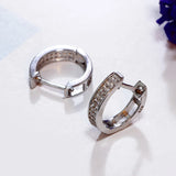 Real Silver Small Hoop Earring Pave Zircon Circle Fine Jewelry