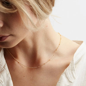 Sterling Silver 925 Beads Chain Choker Necklace Women NL023
