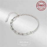 925 Sterling Silver Beads Chain Link Bracelet for Women