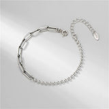 925 Sterling Silver Beads Chain Link Bracelet for Women