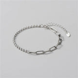 925 Sterling Silver Beads Chain Link Bracelet for Women