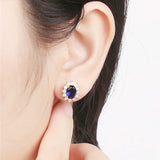 925 Silver Zircon Earrings Wedding Anniversary Jewelry
