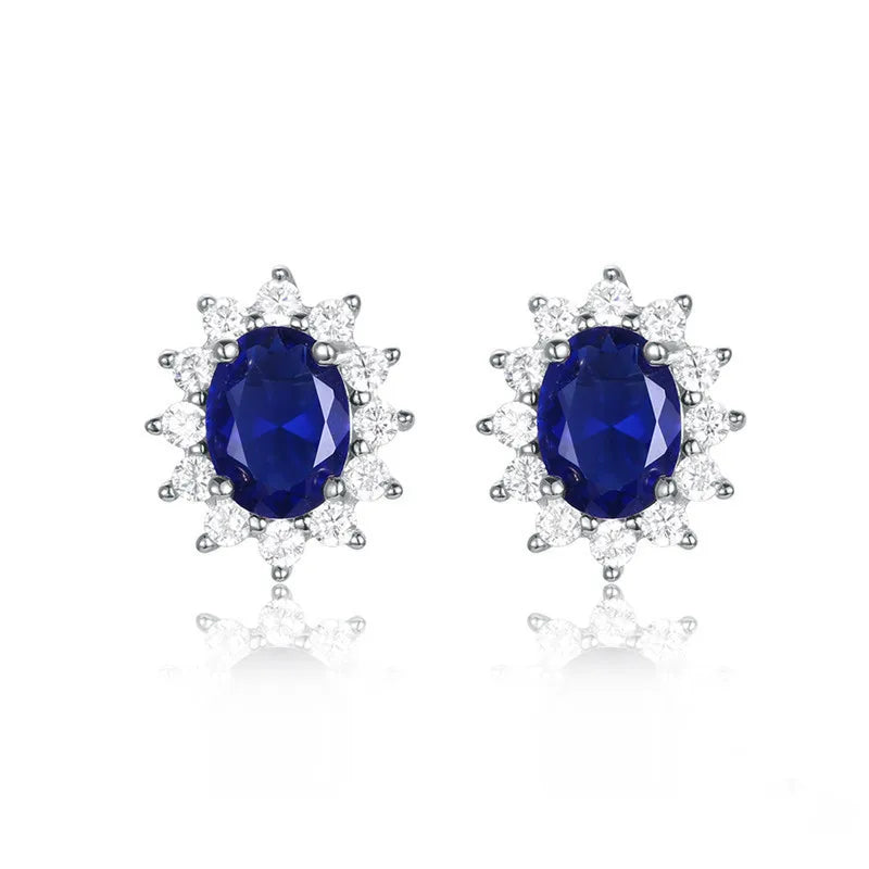 925 Silver Zircon Earrings Wedding Anniversary Jewelry
