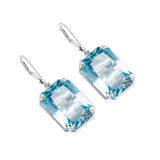 Gemstone Aquamarine 925 Silver Earrings For Women