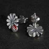 Sterling Silver 925 Daisy & Insects Earrings For Women Ladies