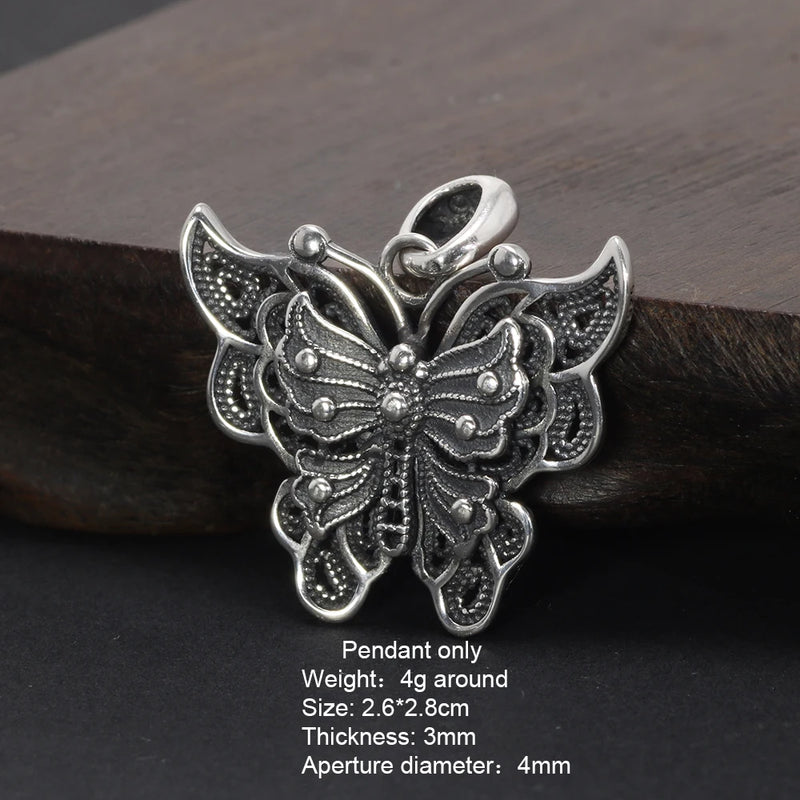 Sterling Silver 925 Butterfly Pendant Necklace Vintage Jewelry