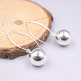 Sterling Silver Ball Earrings Hook For Women Polish Ball Pure Silver Earrings
