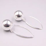 Sterling Silver Ball Earrings Hook For Women Polish Ball Pure Silver Earrings