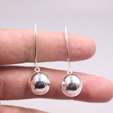 Sterling Silver Ball Earrings Hook For Women Polish Ball Pure Silver Earrings
