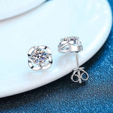 Sterling Silver Diamond Earrings 1ct VVS1 Lab Moissanite Studs