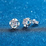 Sterling Silver Diamond Earrings 1ct VVS1 Lab Moissanite Studs