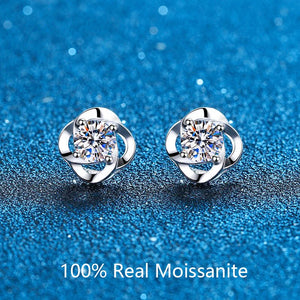 Sterling Silver Diamond Earrings 1ct VVS1 Lab Moissanite Studs